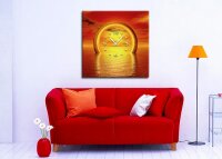 3088 Dixtime Designer Wanduhr 50cm x 50cm Sonnenuntergang quadratische traumhafte Wohnraumuhr