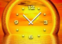 3088 Dixtime Designer Wanduhr 50cm x 50cm Sonnenuntergang quadratische traumhafte Wohnraumuhr