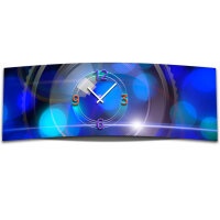 Wanduhr XXL 3D Optik Dixtime abstrakt blau 30x90 cm...